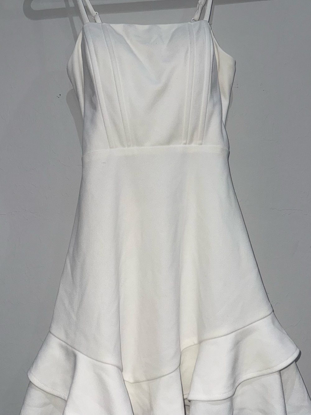 Girls White Ruffle Hem Party Dress